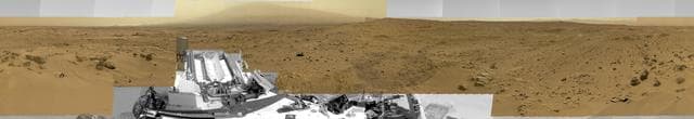 NASA image: Billion-Pixel View From Curiosity at Rock Nest, Raw Color