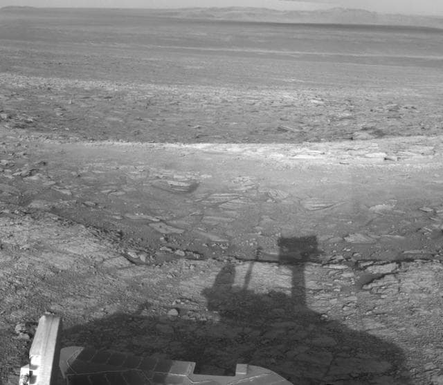 NASA image: Opportunity Shadow and Endeavour Crater Vista