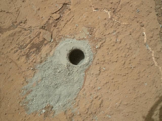 NASA image: Cumberland Target Drilled by Curiosity