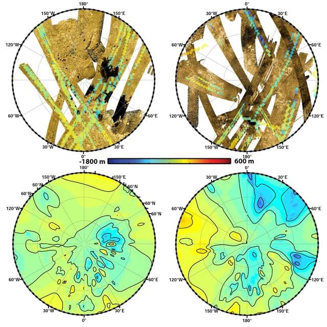 NASA image: Polar Views of Titan Global Topography