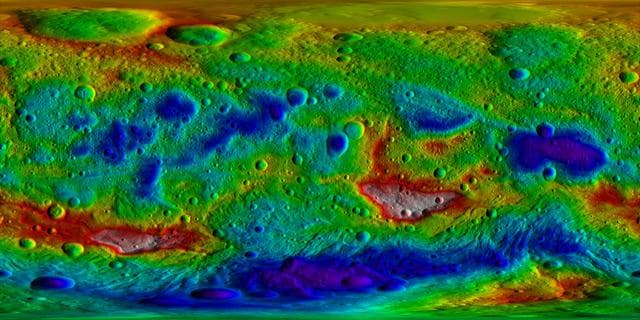 NASA image: Vesta Topography Map