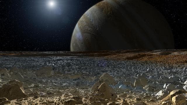 NASA image: Simulated View from Europa Surface Artist Concept