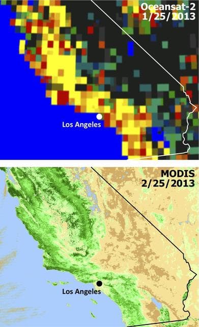 NASA image: Satellites See Double Jeopardy for Socal Fire Season