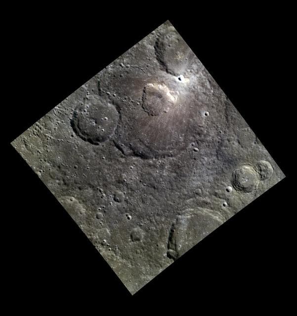 NASA image: A Volcanic Crater in an Impact Crater