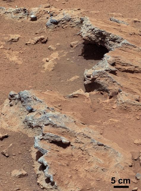 NASA image: Remnants of Ancient Streambed on Mars White-Balanced View