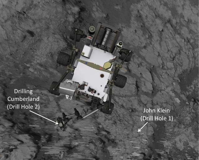 NASA image: Position of Curiosity for Drilling at Cumberland