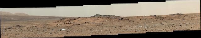 NASA image: Curiosity Sol 343 Vista With Twin Cairns on Route to Mount Sharp