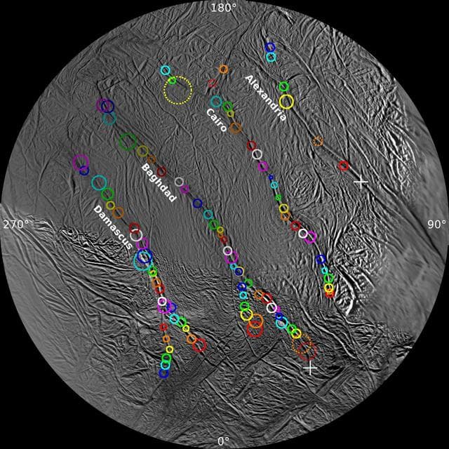 NASA image: Surveyor Map of Enceladus Geyser Basin