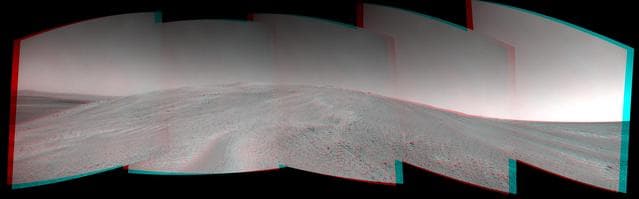 NASA image: Mars Hill-Climbing Opportunity at Solander Point, in Stereo