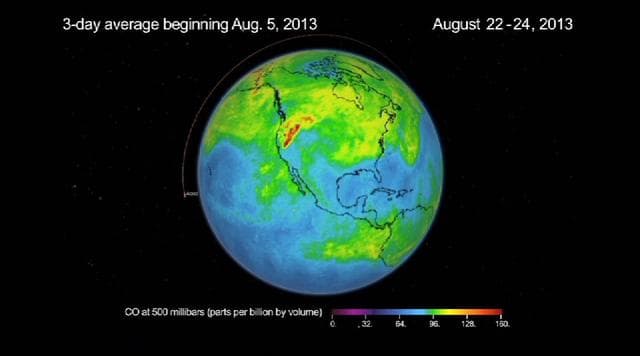 NASA image: NASA AIRS Instrument Sees Spread of Pollution from Western Wildfires