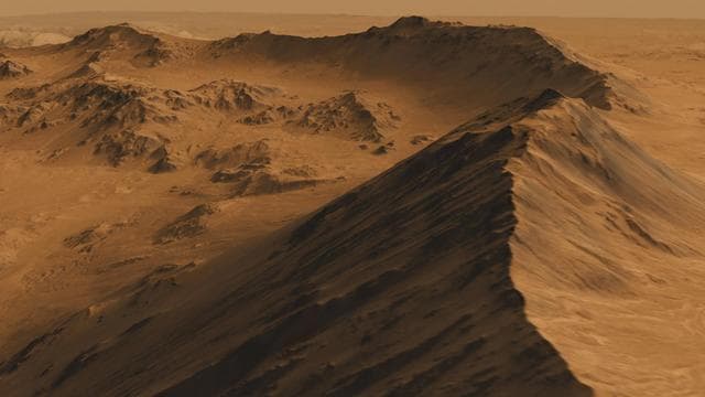 NASA image: Mountainous Crater Rim on Mars