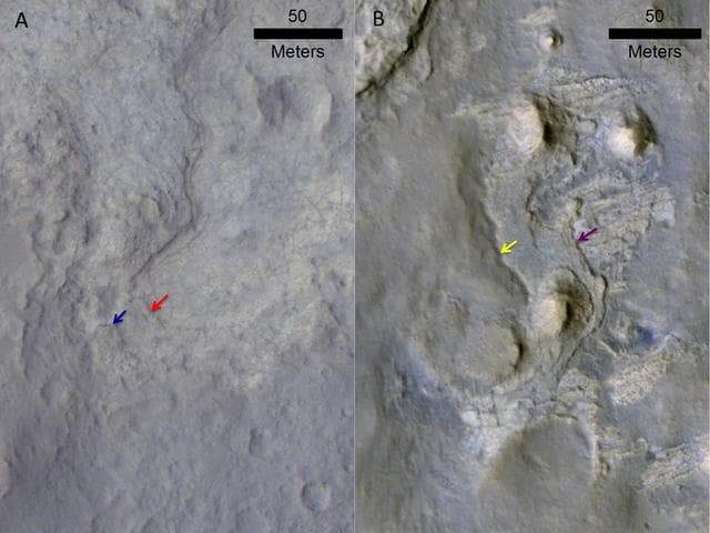 NASA image: Erosion Patterns May Guide Mars Rover to Rocks Recently Exposed