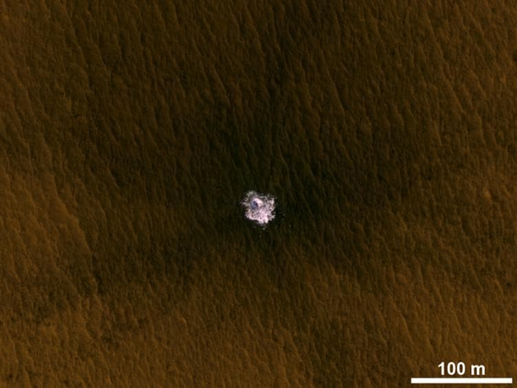 NASA image: Fresh Crater Exposing Buried Ice on Mid-Latitude Mars