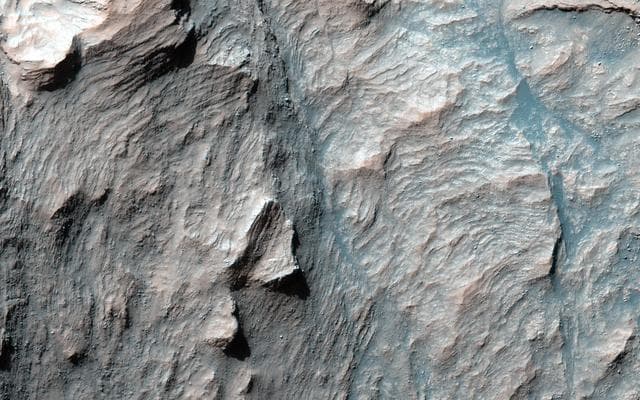NASA image: Beautiful Layers in the Central Uplift of Mazamba Crater