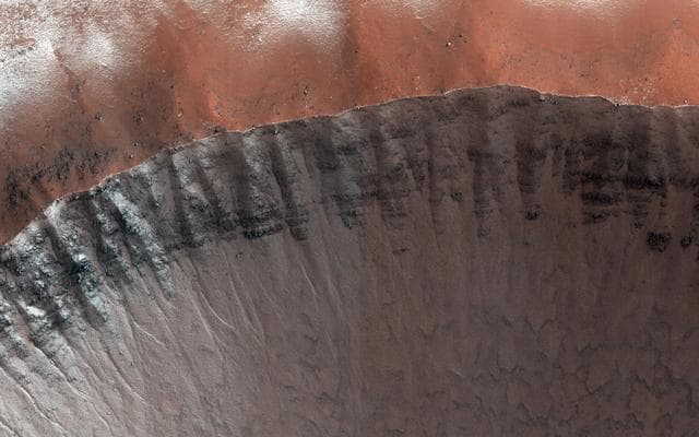 NASA image: Frosted Impact Crater in Late Northern Winter