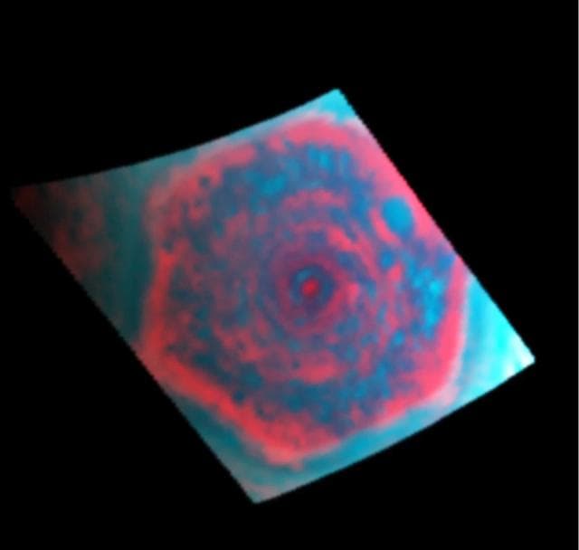 NASA image: Looking Down on the Hexagon in Infrared