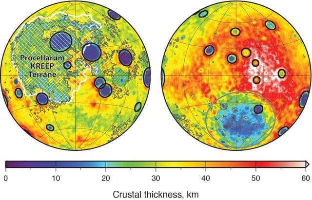 NASA image: Moon Crustal Thickness