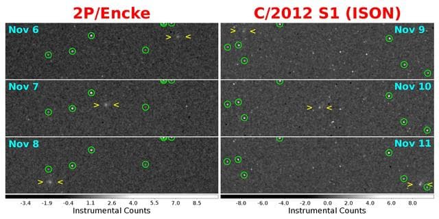 NASA image: MESSENGER First Images of Comets Encke and ISON