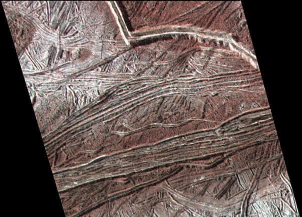 NASA image: Cracks and Ridges on Europa
