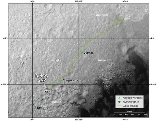 NASA image: Traverse Map for Mars Rover Curiosity as of Jan. 26, 2014