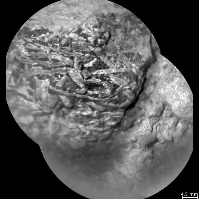 NASA image: Crystal-Laden Martian Rock Examined by Curiosity Laser Instrument