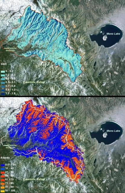 NASA image: Snow Water Equivalent for Tuolumne River Basin