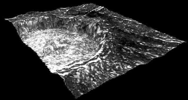 NASA image: 3-D Cilix Crater on Europa