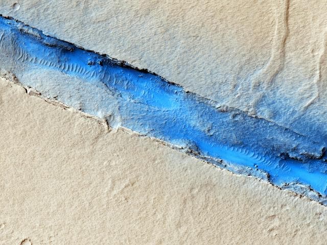 NASA image: Fissure near Cerberus Fossae with Tectonic Morphologies