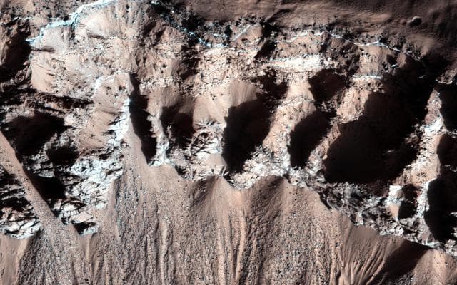 NASA image: Bedrock in a Trough in Asimov Crater