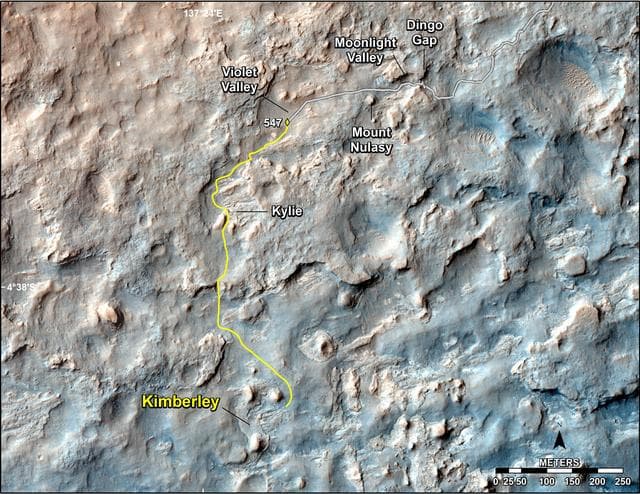NASA image: Map of Recent and Planned Driving by Curiosity as of Feb. 18, 2014