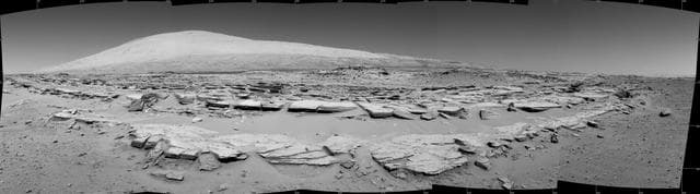 NASA image: Martian Landscape with Rock Rows and Mount Sharp