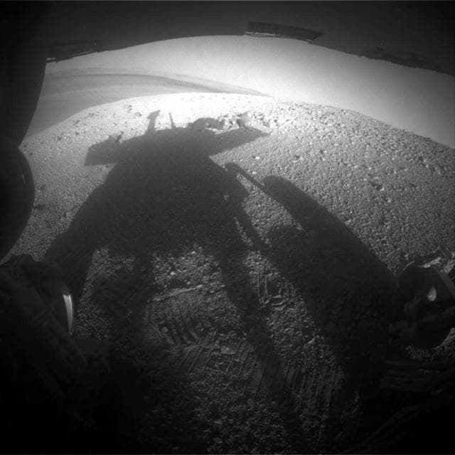 NASA image: Shadow Portrait of NASA Rover Opportunity on Martian Slope