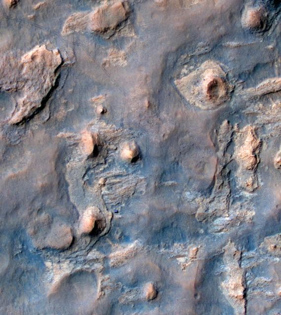 NASA image: Curiosity and Rover Tracks at the Kimberley, April 2014
