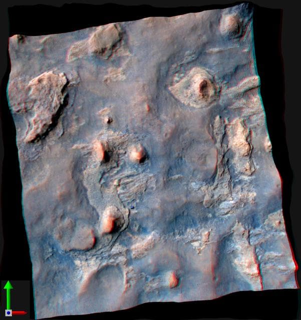 NASA image: Stereo View of Curiosity and Rover Tracks at the Kimberley, April 2014