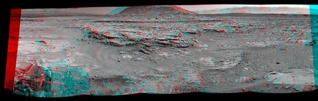 NASA image: Stereo View of Mount Remarkable and Surrounding Outcrops at Mars Rover Waypoint