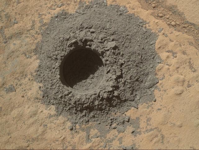NASA image: Preparatory Drilling Test on Martian Target Windjana