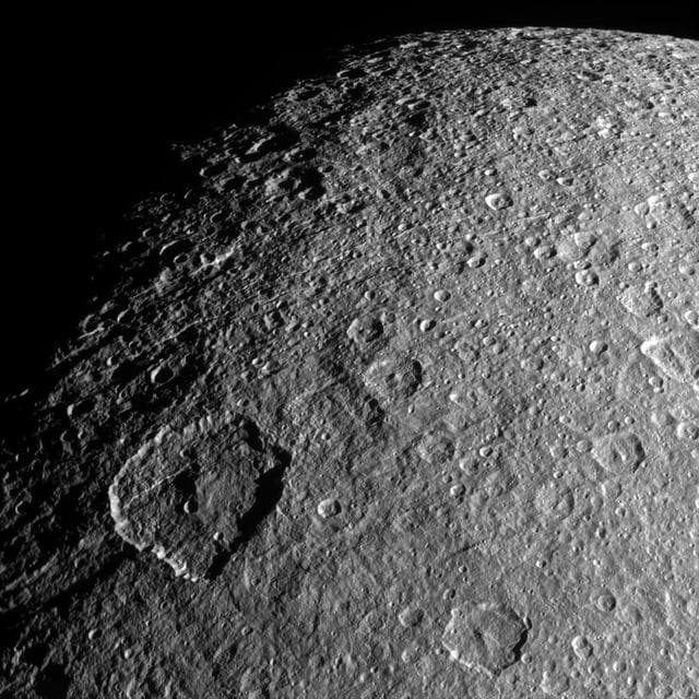 NASA image: Rhea in Relief