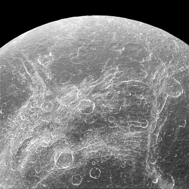 NASA image: Chasms on Dione
