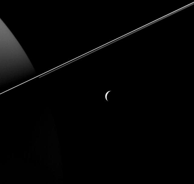 Crescent Tethys and Rings