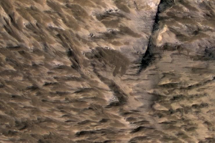 NASA image: Landslides Near Fresh Crater on Mars