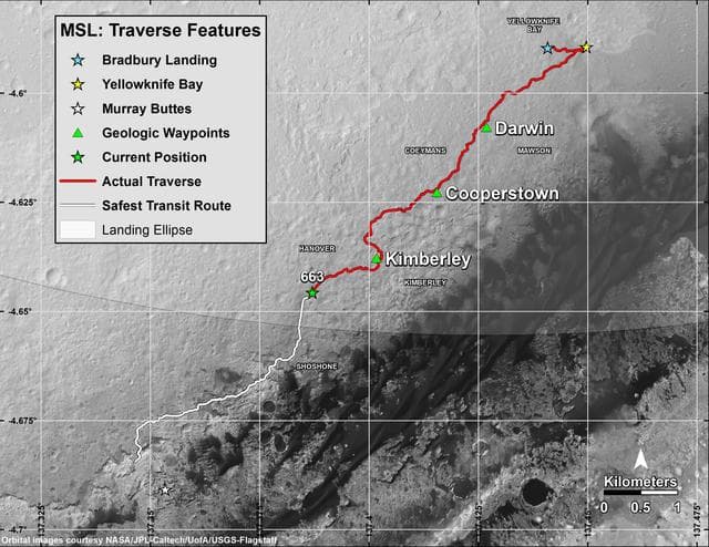 NASA image: Curiosity Rover Traverse, First 663 Sols on Mars