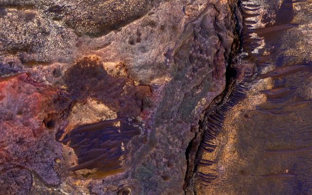 NASA image: Sedimentary Rock Layers on a Crater Floor