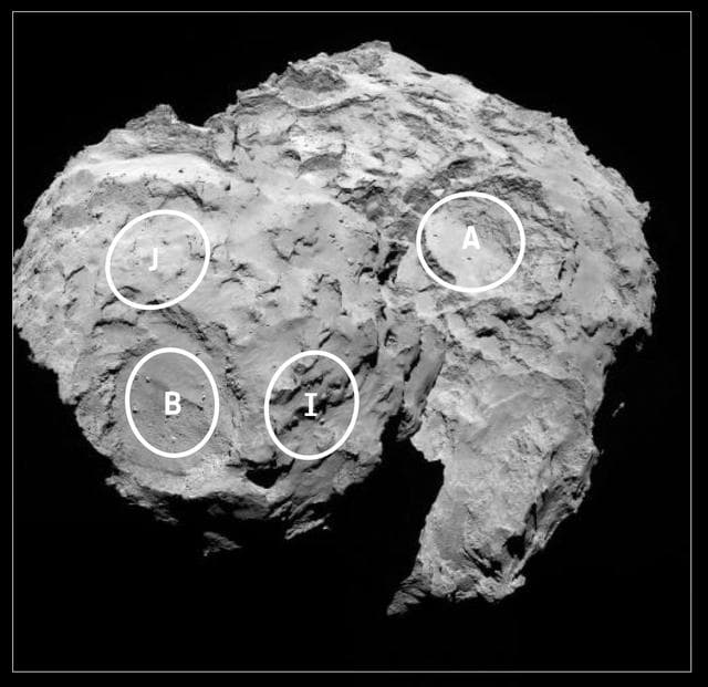 NASA image: Four Rosetta Candidate Landing Sites