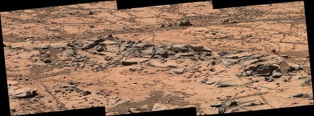 NASA image: Erosion Resistance at Pink Cliffs at Base of Martian Mount Sharp