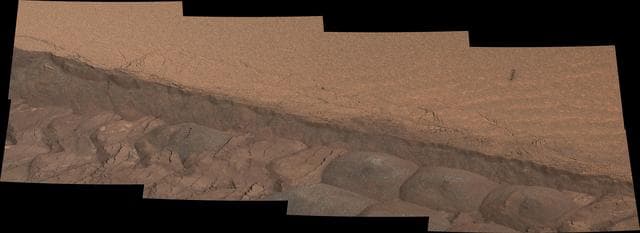 NASA image: Ripple Interior Exposed by Rover Wheel Track