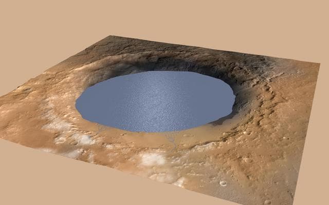 NASA image: Simulated View of Gale Crater Lake on Mars