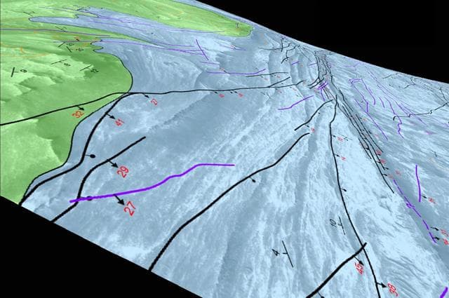 NASA image: Simulated Flyover of Mars Canyon Map Animation
