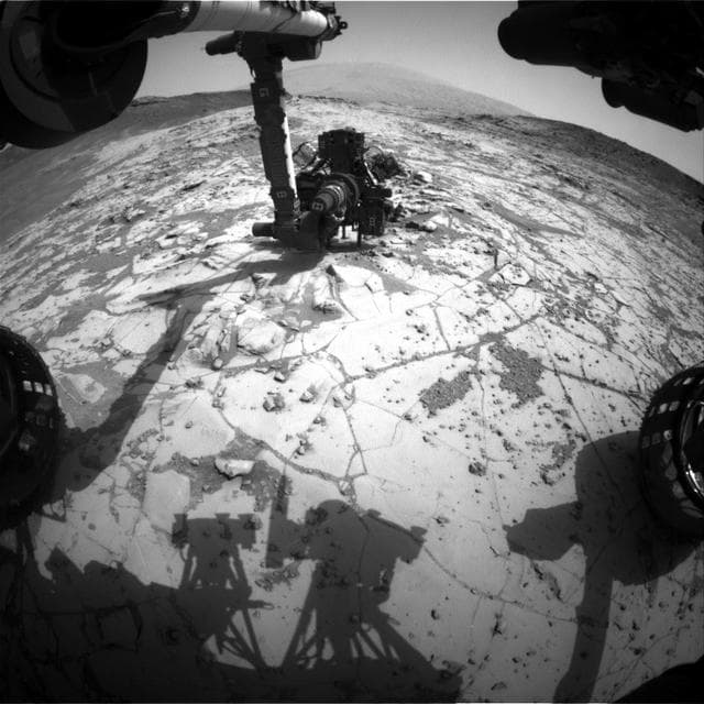 NASA image: Curiosity Conducting Mini-Drill Test at Mojave