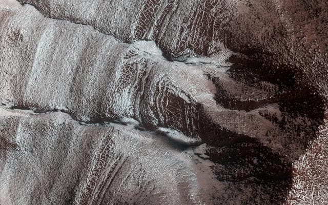 NASA image: Frosted Gullies in a Central Pit