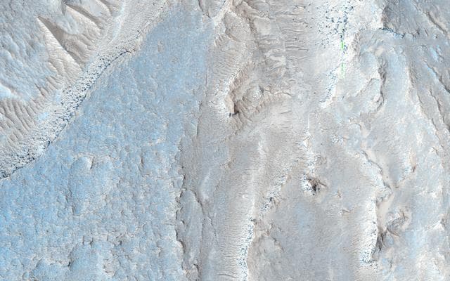 NASA image: Strange Flow: Landslide, Impact Melt or Lava?